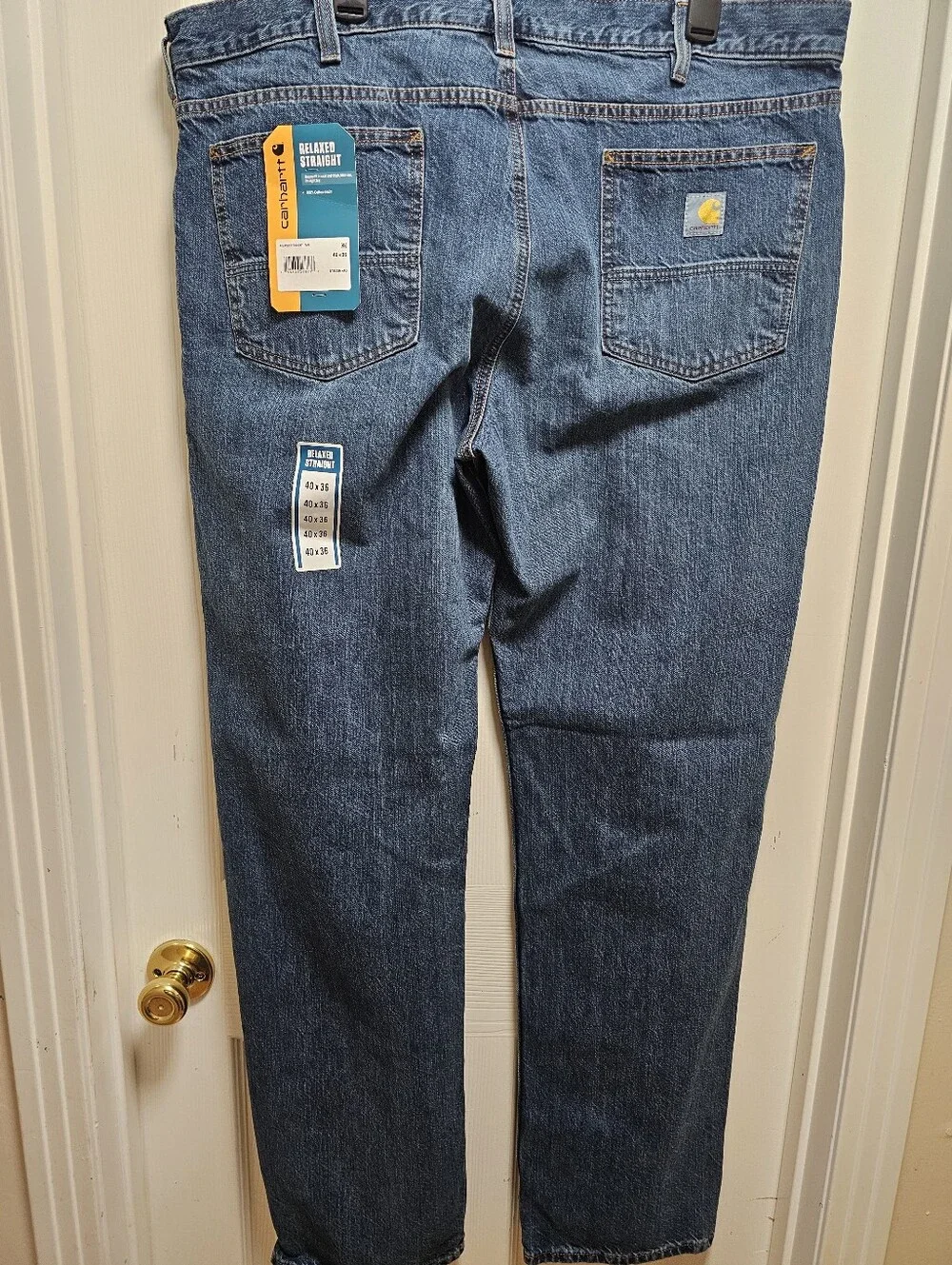 Carhartt Relaxed Straight Jeans 40x36 NWT Blue Denim Workwear